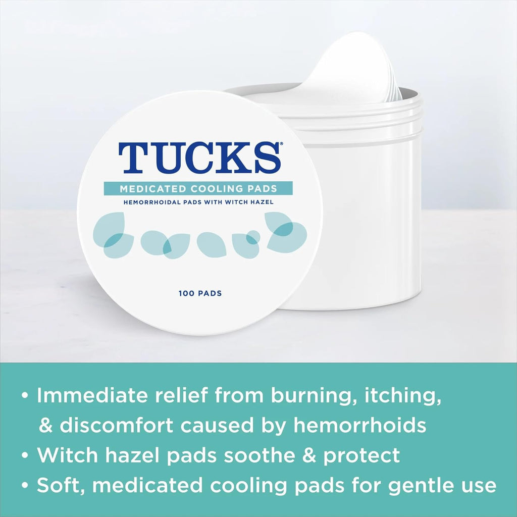Buy now TUCKS Medicated Cooling Pads, 100 Count â€“ Pads with Witch Hazel, Cleanses Sensitive Areas, Protects from Irritation, Hemorrhoid Treatment, Medicated Pads Used By Hospitals at indiglob india