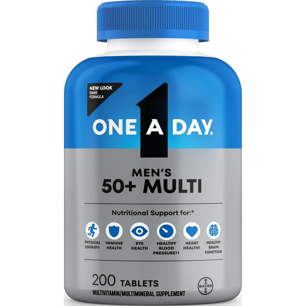 One A Day Men’s 50+ Healthy Advantage Multivitamin, Multivitamin for Men with Vitamins A, C, E, B6, B12, Calcium and Vitamin D, Tablet, 200 Count (Pack of 1)