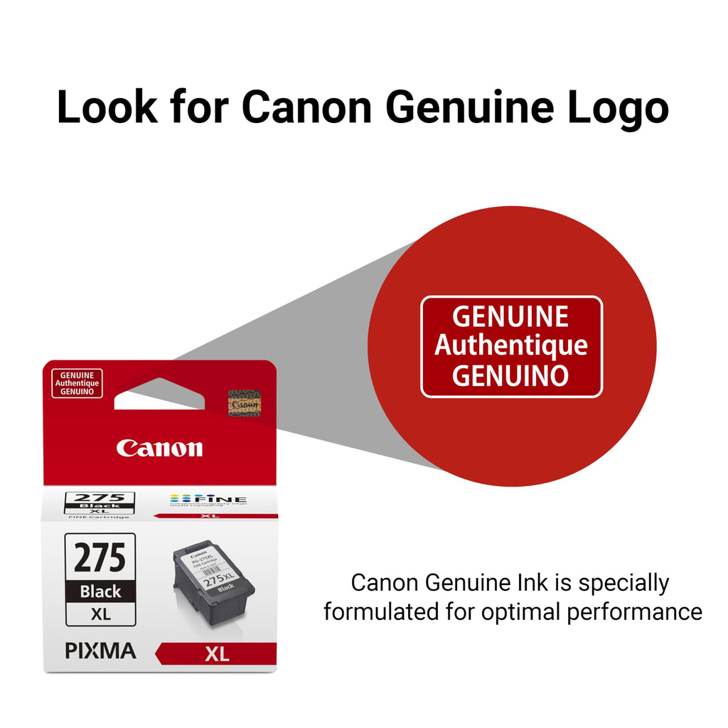 Canon PG-275 XL Genuine Black Ink Cartridge, Compatible with TS3520/3522, TR4720/4722, TR4723/TR4725