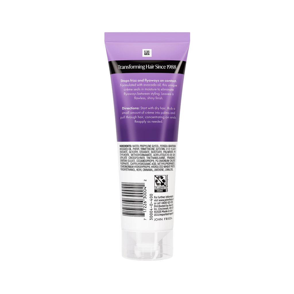 John Frieda Frizz Ease Secret Weapon Smoothing Hair Creme, 4 fl oz | Frizz Control Hair Cream, Tames Flyaways, Split End Treatment, Avocado Oil, Fine or Curly Hair, Touch-Up Cream