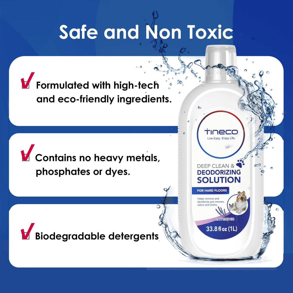 Tineco Floor Cleaning Solution 1L (33.8oz), Lavender Scent, Deep Cleaner for Multi-Hard Floors, Compatible with iFLOOR & FLOOR ONE S3/S5/S6/S7/S9 Artist & S6/S7/S9 Master Series, Non-Steam Compatible