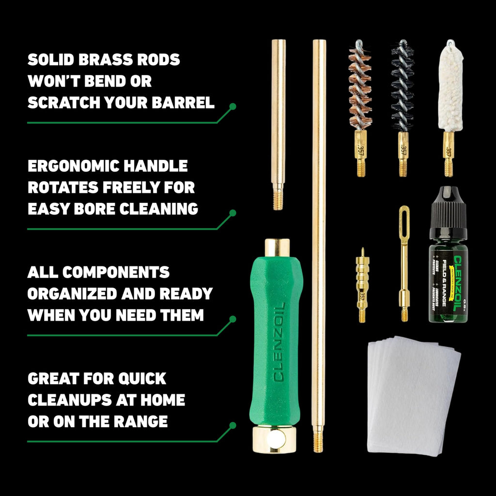 Clenzoil 9mm, .38 & .357 Pistol & Gun Cleaning Kit with Oil & Cleaner