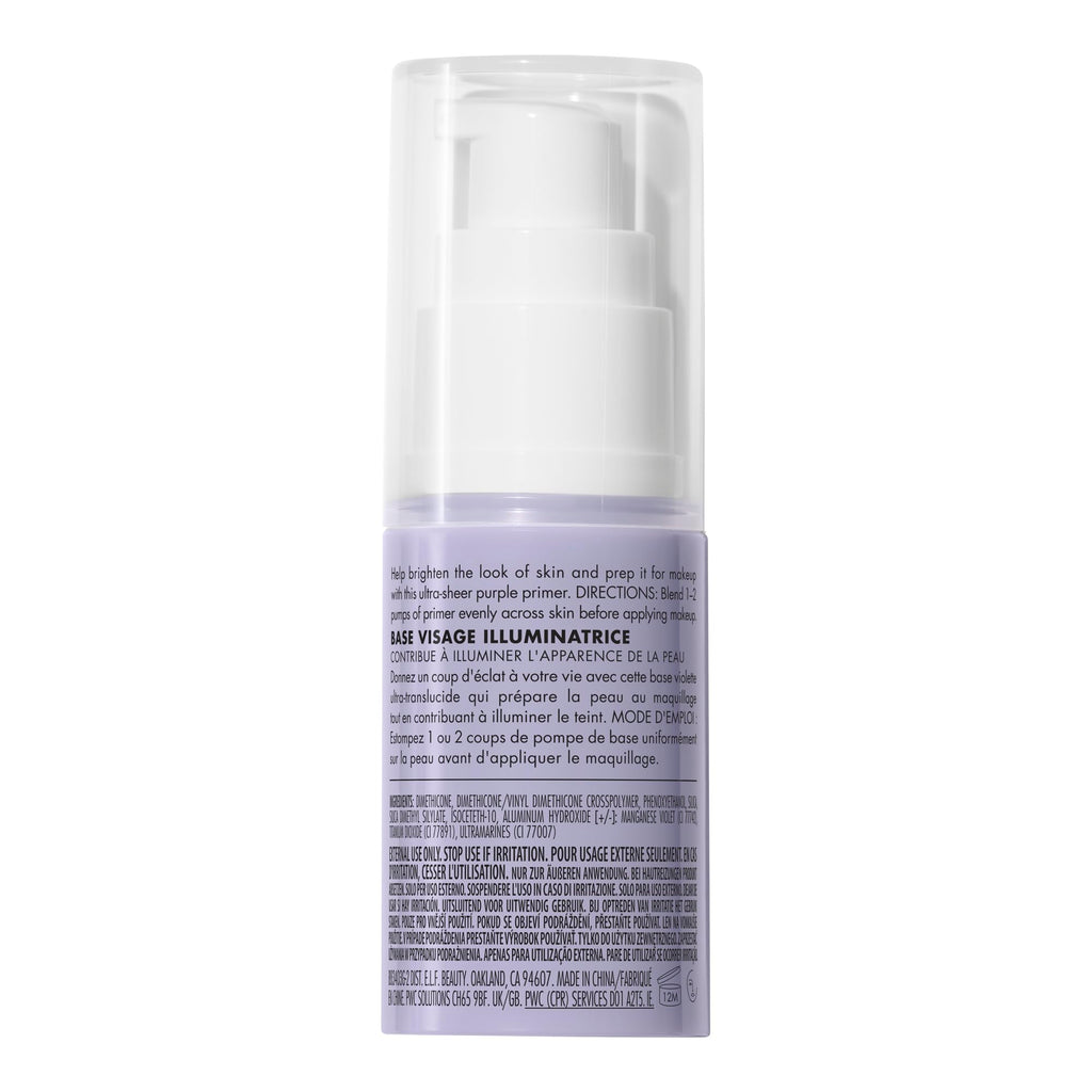 Buy now e.l.f. Brightening Lavender Face Primer, Face Makeup Primer For Neutralizing Uneven Skin Tones & Brightening Complexion, Vegan & Cruelty-free at indiglob india