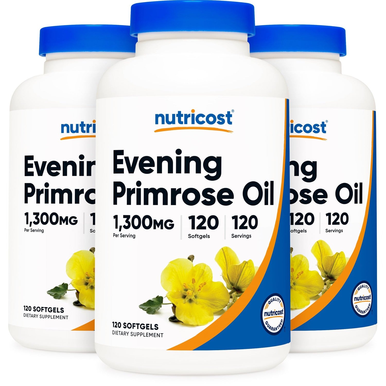 Nutricost Evening Primrose Oil 1,300mg, 120 Softgels, Cold Pressed | GMO-Free, Gluten Free, 120 Servings