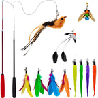 miwoowim Interactive Cat Wand Toy Set, 2 Telescopic Rods & 11 Attachments