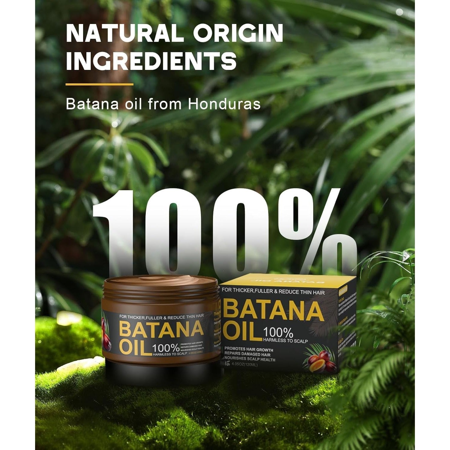 Batana Oil for Hair Growth, 100% Natural Pure Batana Oil Paste from Dr. Sebi Honduras, Prevents Hair Loss, Enhances Thickness, Organic Raw Scalp Mask for Women & Men (4.05 Oz)