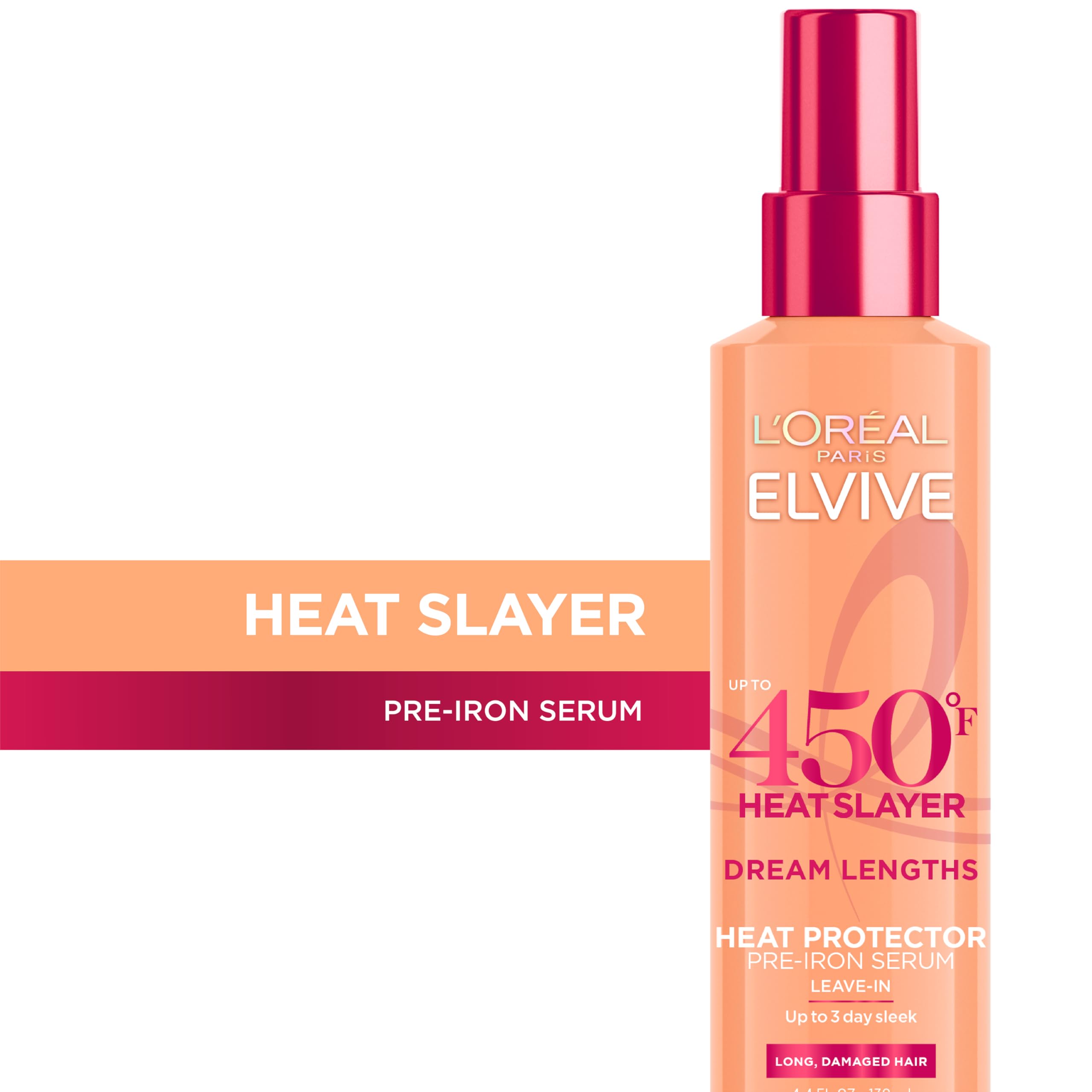 L'Oreal Paris Elvive Dream Lengths Heat Slayer Pre-Iron Spray Leave-In, 4.4 Ounce | 4.4