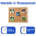 200 Pack Clear Tacks, Heavy Duty Decorative Push Pins for Cork & Bulletin Boards, Transparent Thumbtacks in Reusable Storage Box