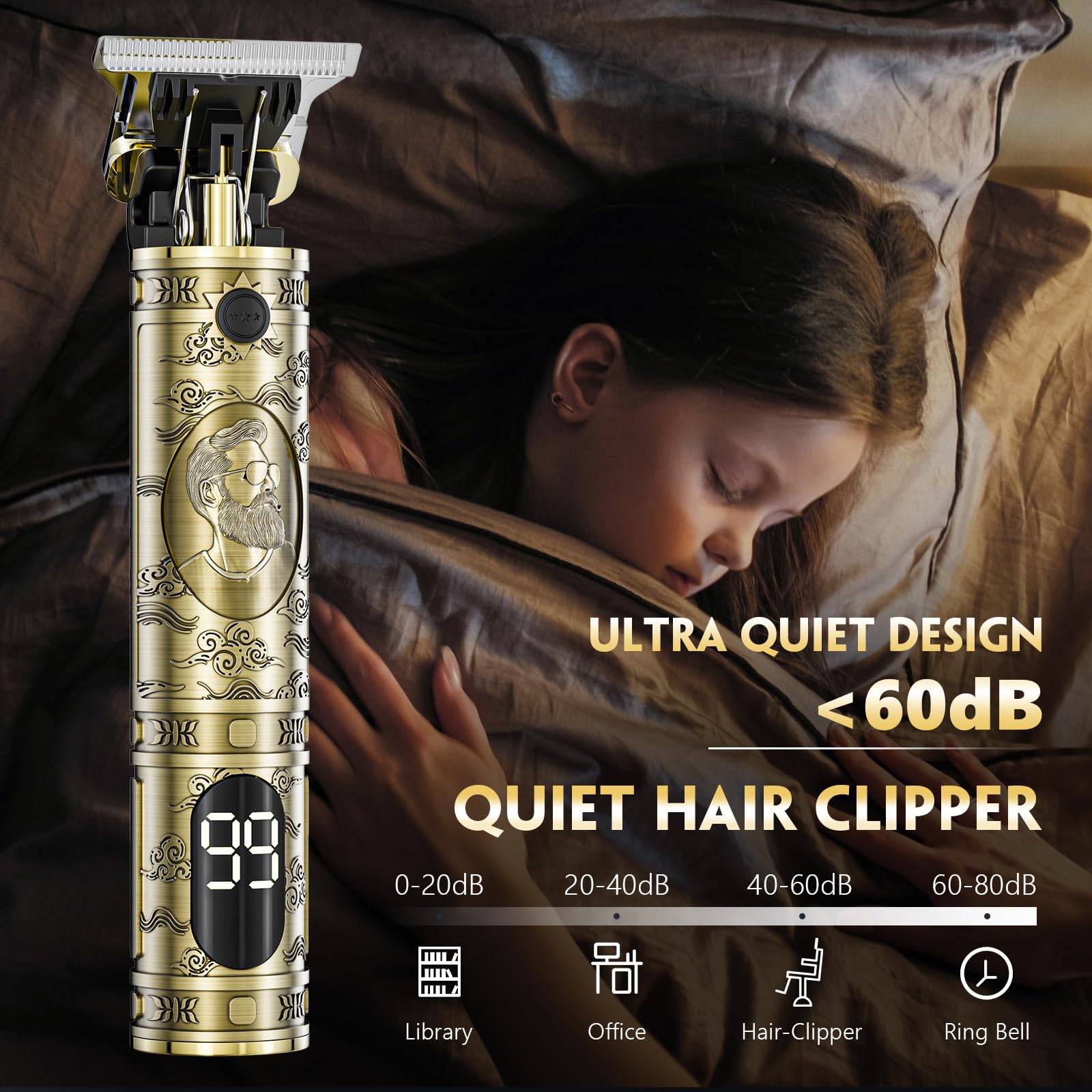 Solati Hair Clippers for Men, Professional Hair Trimmer Zero Gapped T-Blade Trimmer Cordless Rechargeable Edgers Clippers Electric Beard Trimmer Shaver Hair Cutting Kit with LCD Display Gifts for Men