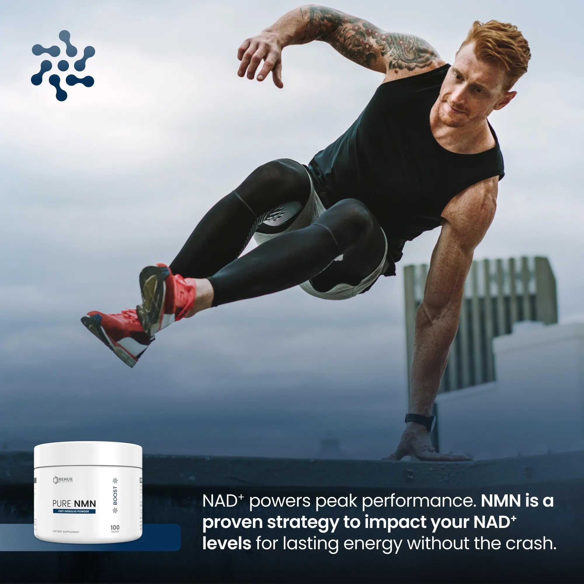 Renue By Science NMN Powder | 100g Fast Dissolve Powder Supplement | 500mg Nicotinamide Mononucleotide per Serving | Manufactured in the USA Third-Party Tested