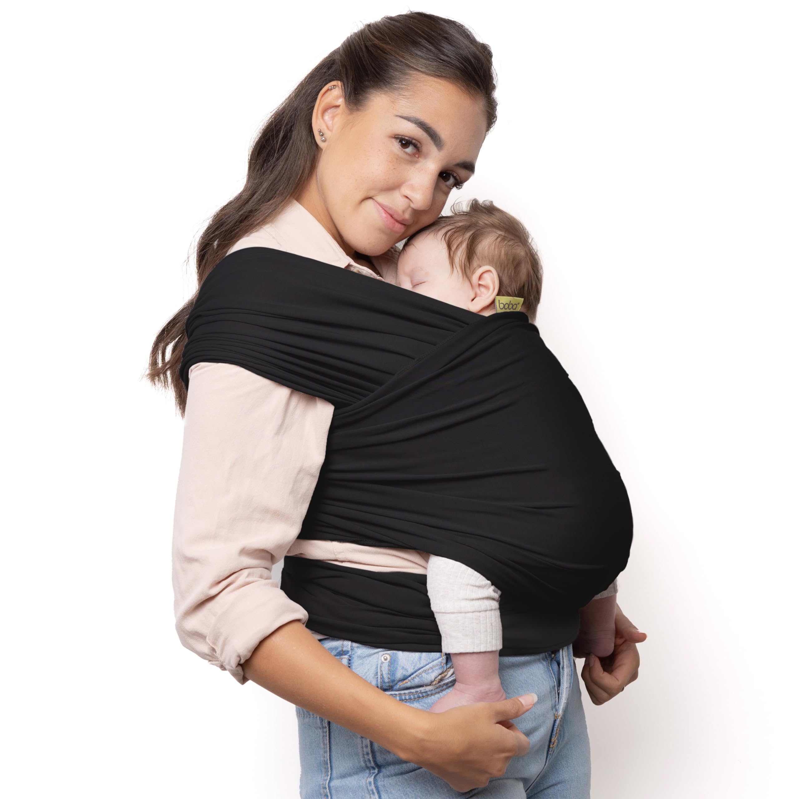 Buy now Boba Baby Wrap Carrier – Original Baby Sling Carrier for Newborns (7–35 lbs), Soft, Secure, Hands-Free & Ergonomic, Ideal for Comfortable Bonding, New Parents (Grey) Cotton Black at indiglob india