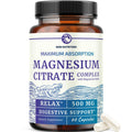 Magnesium Citrate Complex 500 MG, Constipation, Calm & Relaxation Support | High Absorption Magnesium Supplement, Digestion Support, Citrato de Magnesio, Non-GMO & Soy-Free, 60 Mag Citrate Capsules