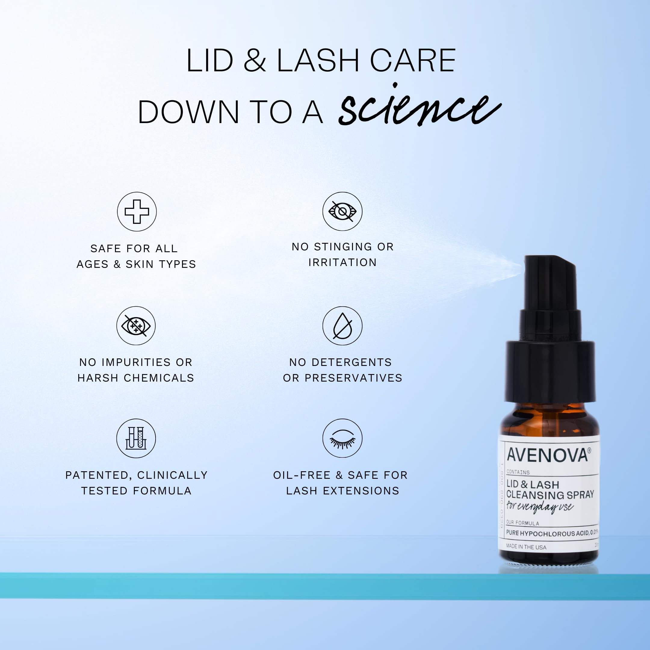 Buy now Avenova Eyelid and Eyelash Cleanser Spray - 20ml Bottle - Gentle Everyday Pure Hypochlorous Acid Spray for Eye Irritation at indiglob india