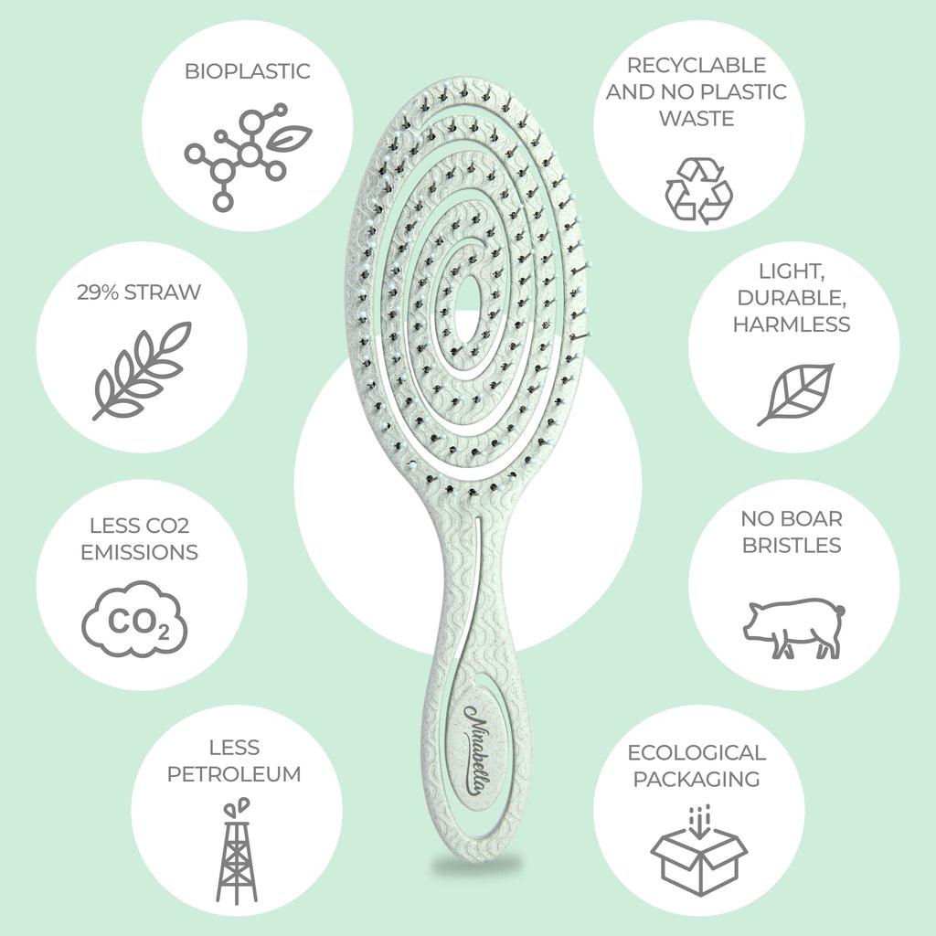 Buy now Ninabella Detangle Hair Brush for Women & Men - Does not Pull - Straightening Brushes for Straight & Curly Hair - Unique Spiral Detangling Hairbrush - Green at indiglob india