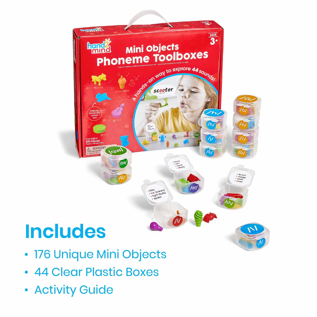 hand2mind Mini Object Phoneme Toolboxes, Phonics Manipulatives, Ages 3+