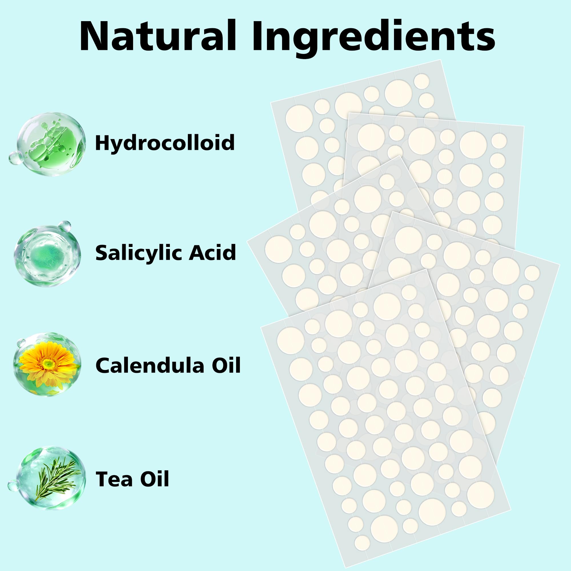 Pimple Patches for Face - 4 Size 600 Counts Acne Patches, Hydrocolloid Patches for Covering Zits and Blemishes, Spot Stickers with Salicylic Acid, Tea Tree Oil & Calendula Oil