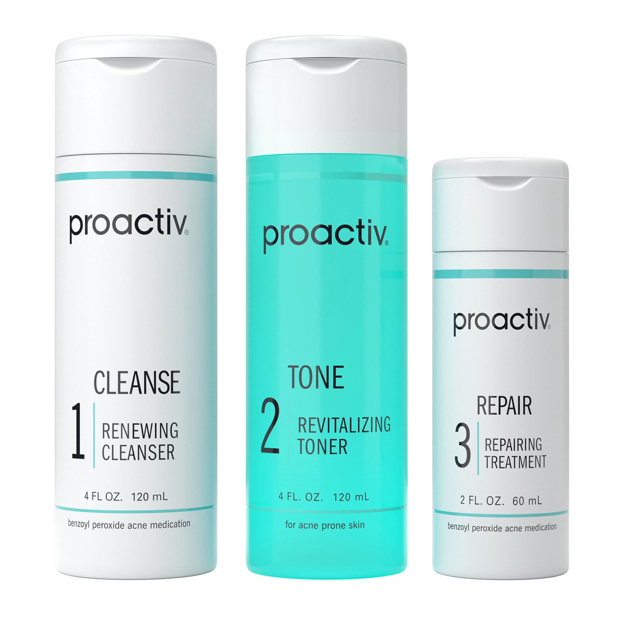 Buy now Proactiv 3 Step Acne Treatment - Benzoyl Peroxide Face Wash, Repairing Acne Spot Treatment for Face and Body, Exfoliating Toner - 30 Day Complete Acne Skin Care Kit 60 day at indiglob india