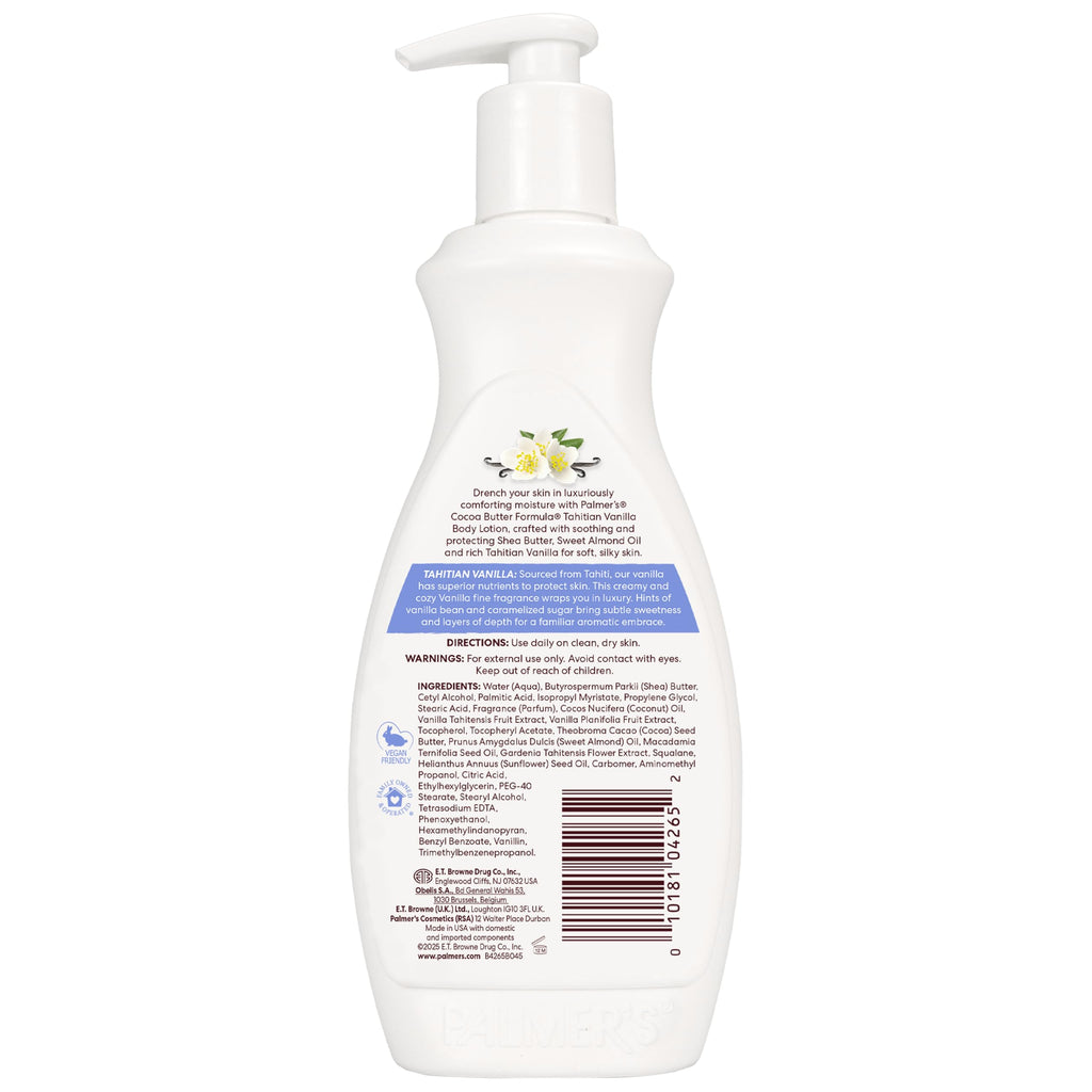 Palmer's Cocoa Butter Formula Tahitian Vanilla Body Lotion,13.5 Oz, Daily Moisturizing Lotion for Dry Skin with Shea Butter & Vitamin E, Hydrates & Protects, Provide 48-Hour Deep Moisture,(Pack of 2)