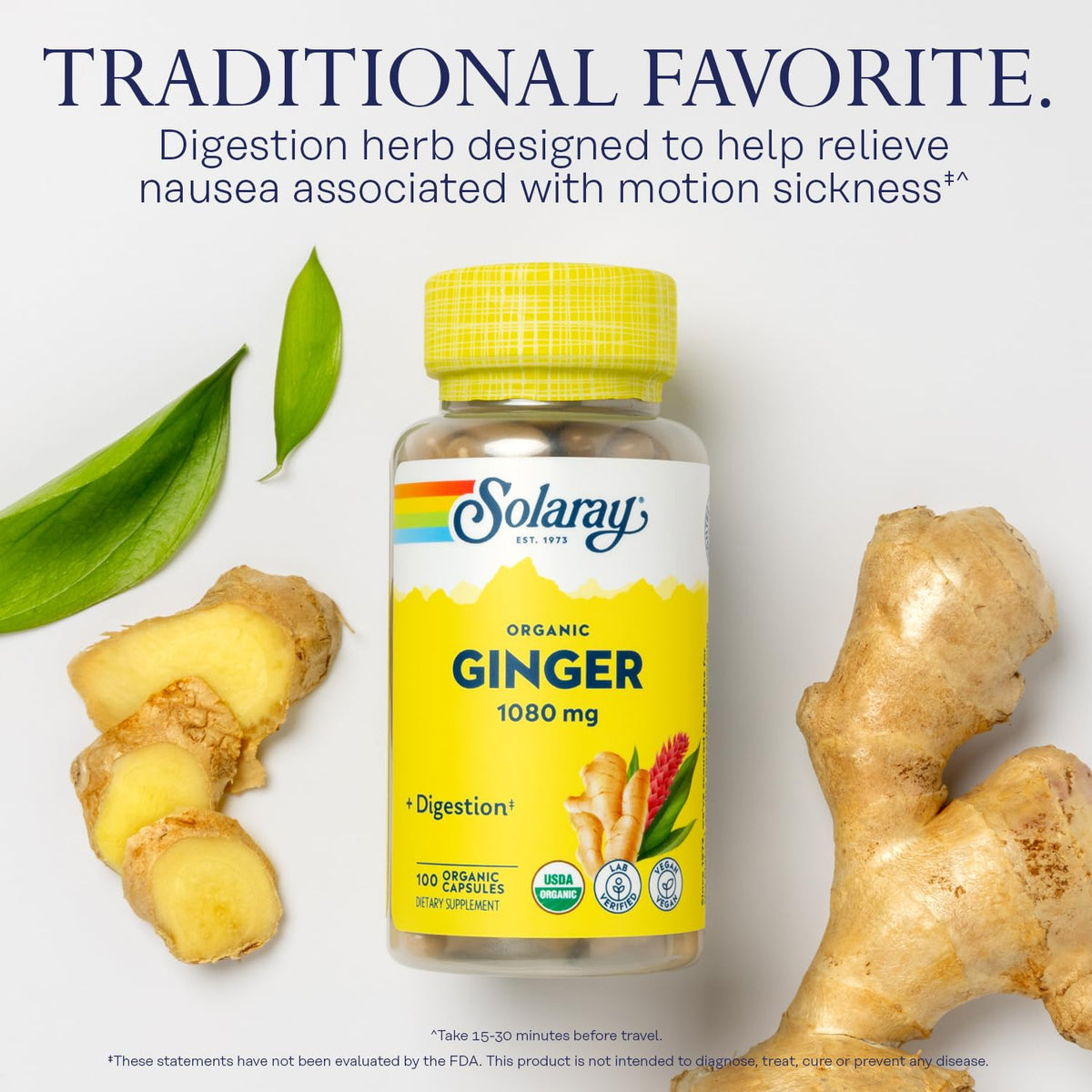 SOLARAY Organic Ginger Root 540 mg, 100 VegCaps