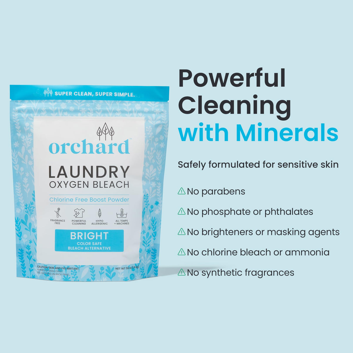 Orchard Unscented Oxygen Bleach Powder - Laundry Booster, 90 Loads