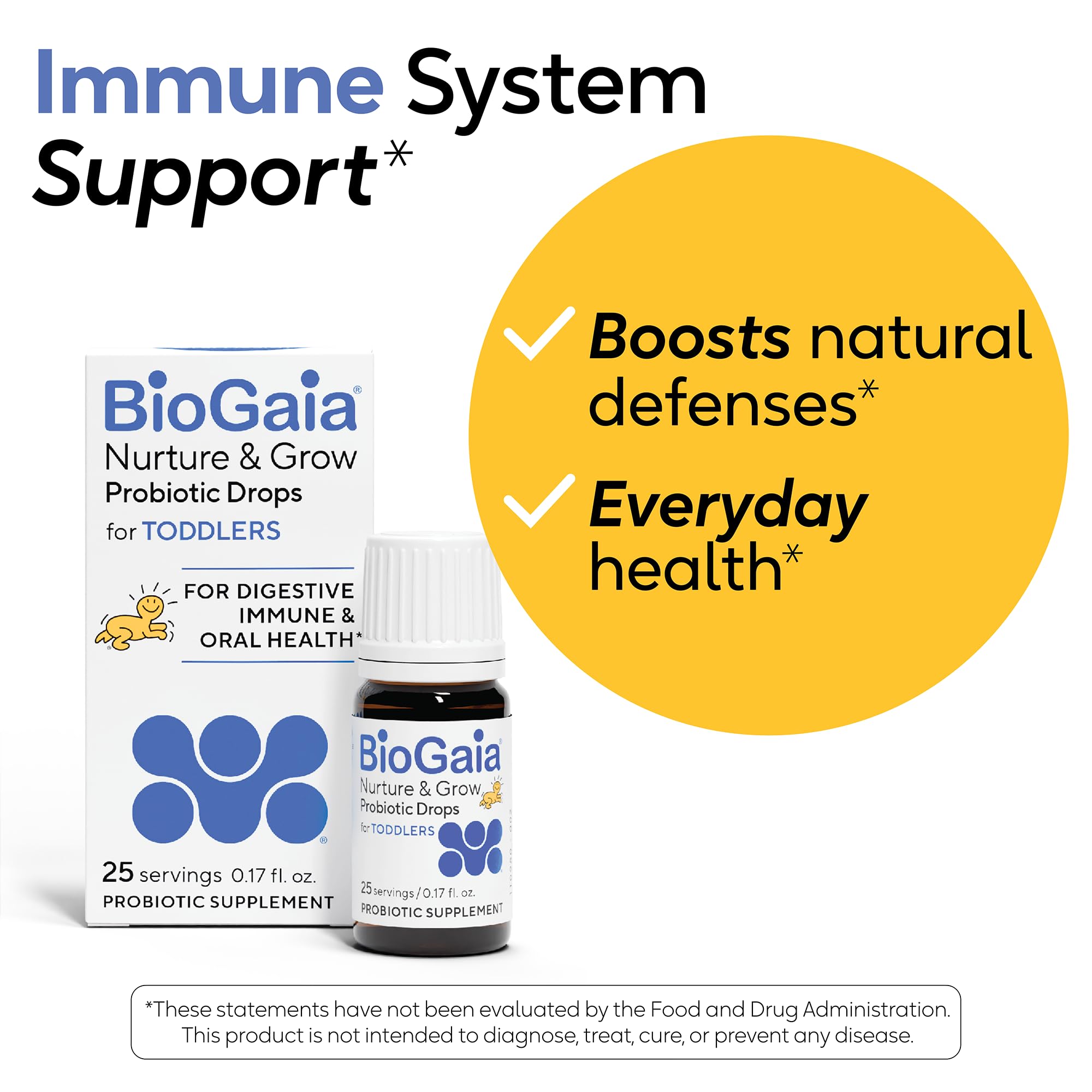 BioGaia Nurture & Grow Toddler Probiotic Drops | Gut, Immune & Oral Health | Age 1+ | Digestive Health & Regularity | Immune Support | Promotes Respiratory & Oral Health | Easy-to-use drops | 5mL