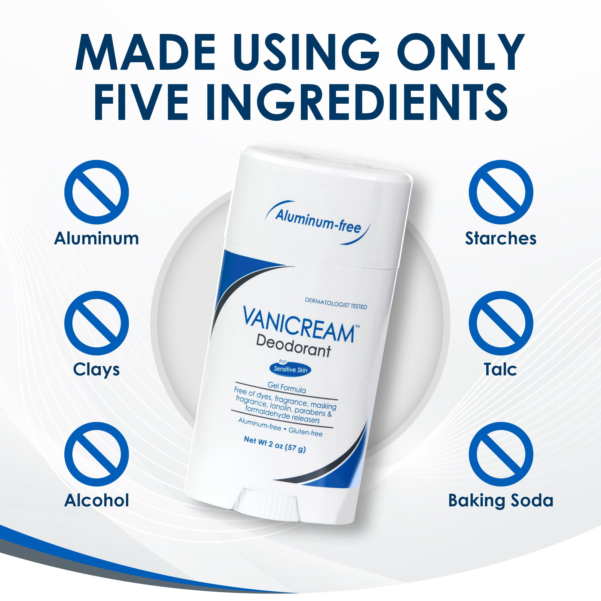 Vanicream Aluminum-Free Gel Deodorant, 2 Oz, Formulated without Common Irritants for Sensitive Skin, Water-Based Gel, Helps Reduce Odor, Unscented, No Alcohol, Talc or Baking Soda