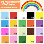 300 Sheets Colored Paper, 8.5 X 11 Colored Printer Paper Lightweight Construction Paper Double Sided Origami Paper for Crafts & Art, 20 Assorted Colors ( 70gsm/19lb)