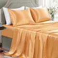 Buy now Satin Sheets King Size - 4 Pieces Luxury Silky Soft Bed Sheets, Wrinkle-Free Gold Satin Silk Sheet Set with 1 Deep Pocket Fitted Sheet, 1 Flat Sheet, 2 Pillow Cases King Gold at indiglob india