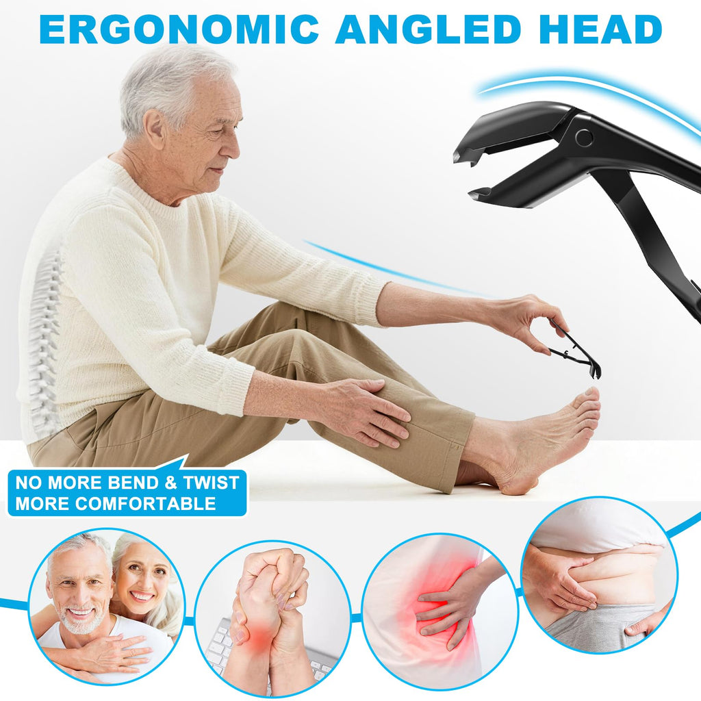 2026 Toenail Clippers for Thick Toenails for Seniors Angled Head | Large Toe Nail Clippers Set for Men, Long Handle Heavy Duty Ingrown Toenail Clippers, Ultra Sharp Slanted Finger Nails Cutter