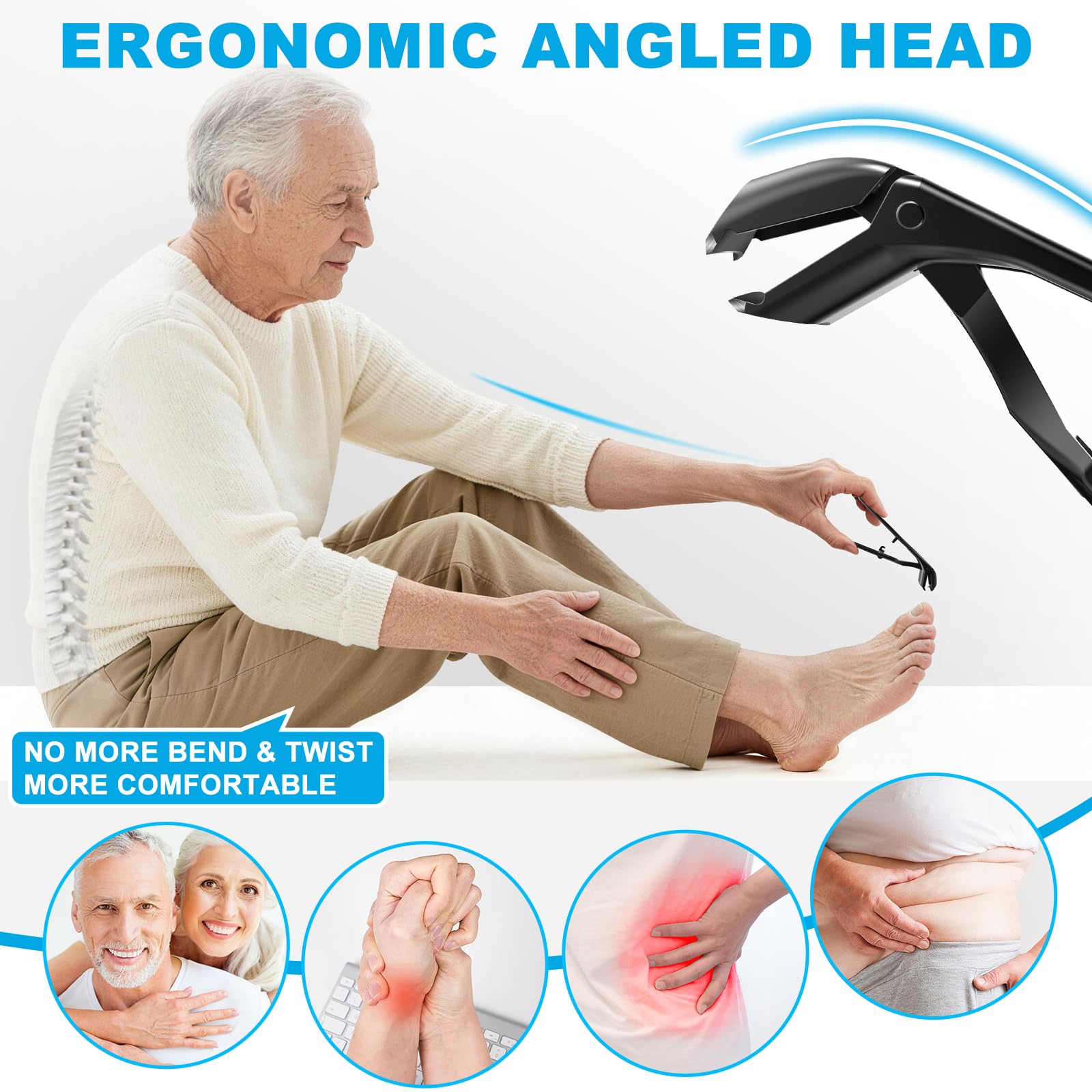 2026 Toenail Clippers for Thick Toenails for Seniors Angled Head | Large Toe Nail Clippers Set for Men, Long Handle Heavy Duty Ingrown Toenail Clippers, Ultra Sharp Slanted Finger Nails Cutter