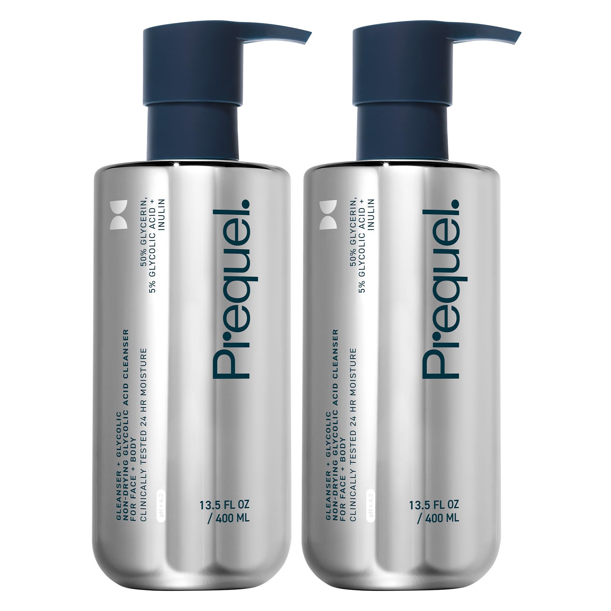 Prequel Skin Gleanser Face Wash, Moisturizing Glycerin Cleanser, Dry Skin | Daily Face Cleanser With Glycerin, Hydrating Formula, Sensitive Dry Skin, Unscented Skincare Face Wash Pump Bottles - 2 Pack