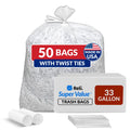 Reli. Clear Trash Bags w/Twist Ties (50 Count) | Heavy Duty