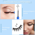 Magnetic Eyelashes and Eyeliner Kit, Reusable Magnetic Lashes 3D Natural Look with Eyeliner and Tweezers, Lightweight & Sweatproof False Eyelashes No Glue Needed