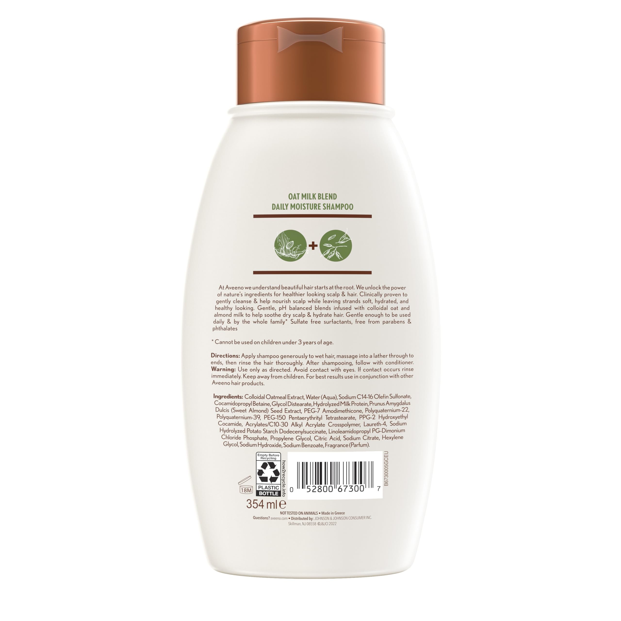 Aveeno Oat Milk Blend Moisturizing Shampoo, Ultra-Hydrating, for Dry, Damaged Hair, 12 fl oz