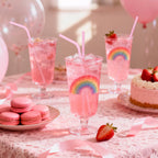 [100 Pcs] Pink Disposable Plastic Drinking Straws - 8.26" Long 0.24" Wide Cute Bendy Straws for Pink Birthday Party, Bachelorette Party, Bridal Shower, Baby Shower, Gender Reveal