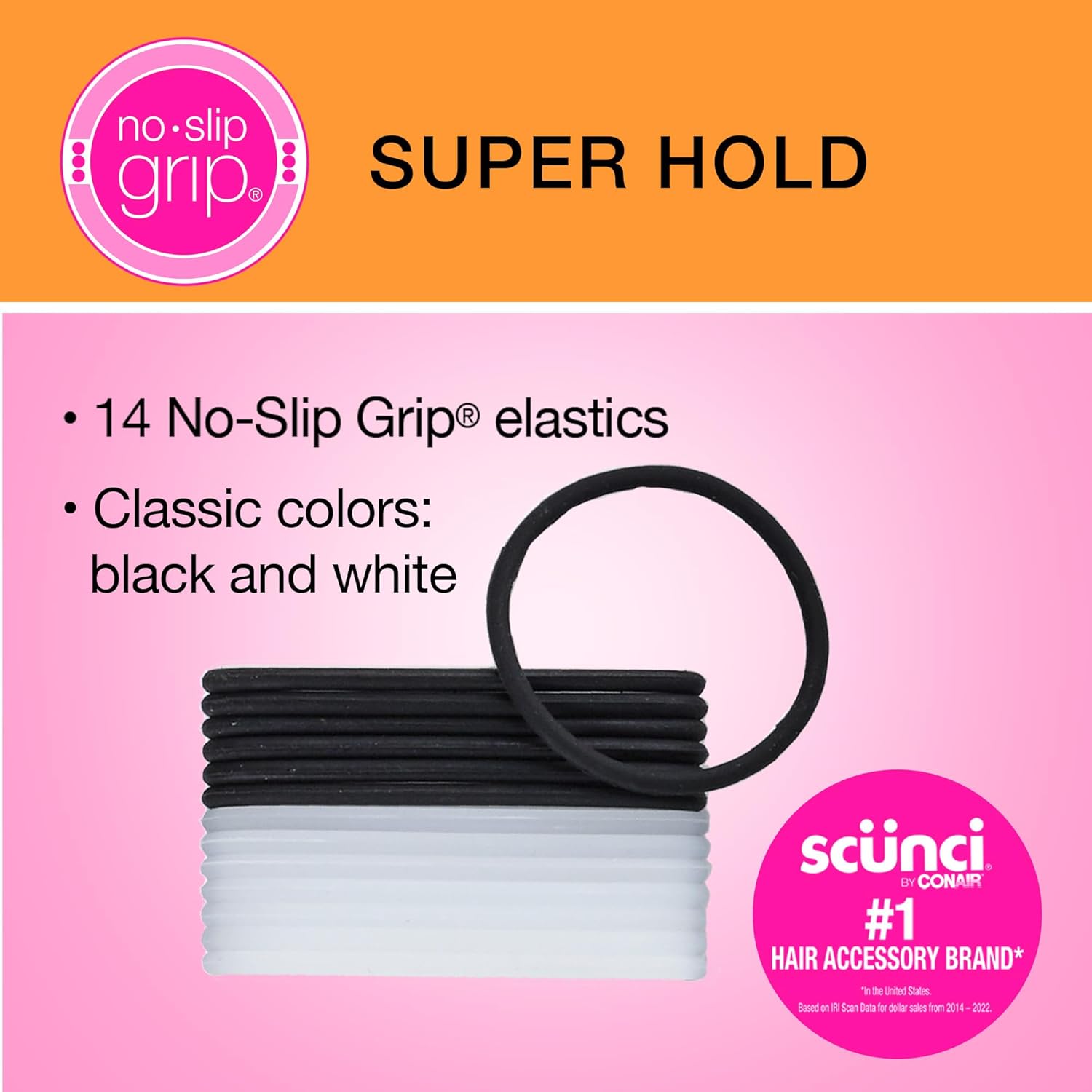 Buy now Scunci by Conair No-Slip Grip Super Hold Elastics Hair Ties for Women and Men, No Damage in Assorted Colors, 14 Pack at indiglob india