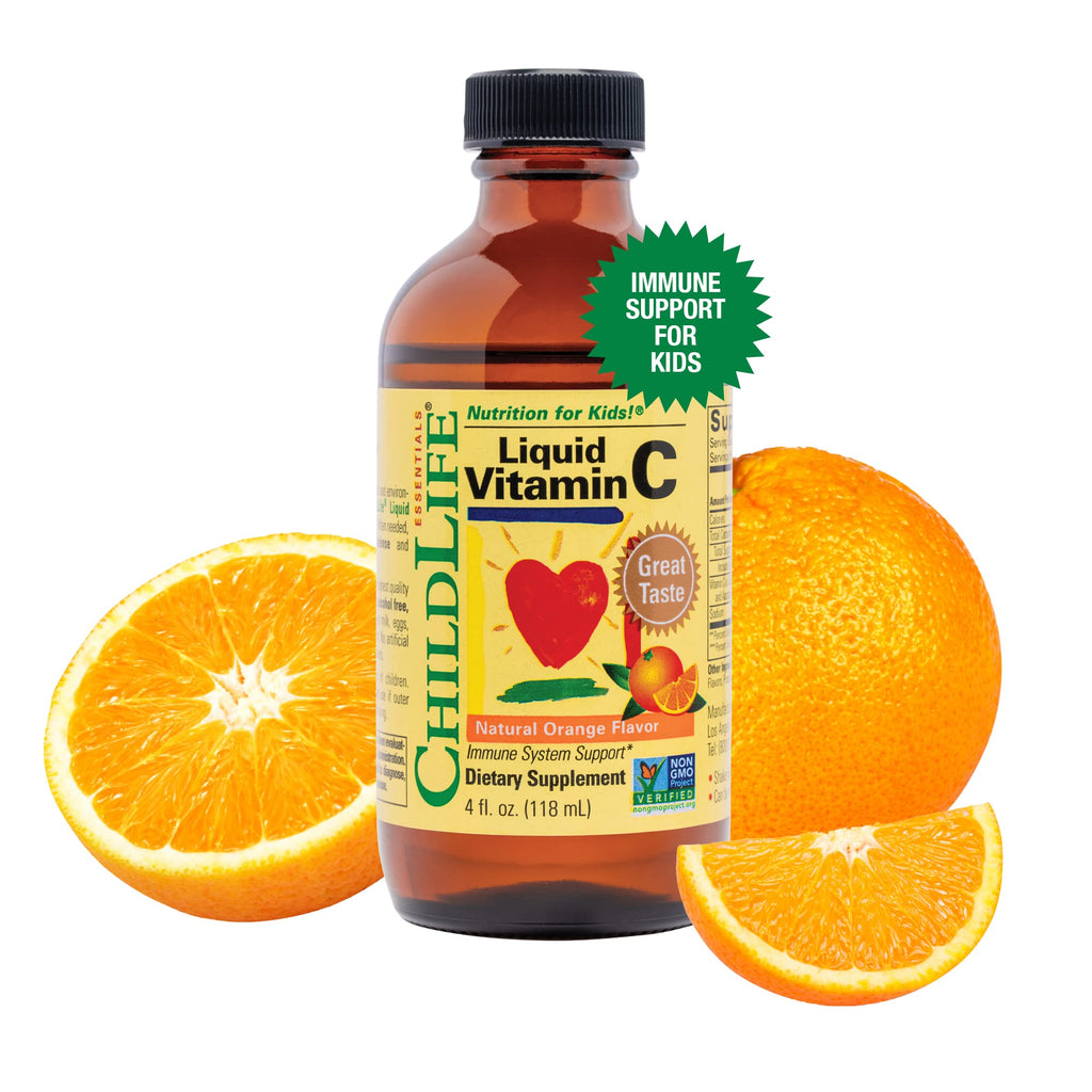CHILDLIFE ESSENTIALS Liquid Vitamin C Low Sugar Kids, 4 Fl Oz (Pack of 2) | Pure Vitamin C Liquid Supplement, Toddlers, Babies, Immune System Support, Natural Orange Flavor, Kids, Low Sugar