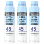 Buy now Neutrogena Ultra Sheer Body Mist Sunscreen Spray, Broad Spectrum SPF 45, Lightweight Spray Sunscreen, Non-Greasy & Water Resistant, Oil-Free & Non-Comedogenic UVA/UVB, 5 oz Pack of 3 at indiglob india