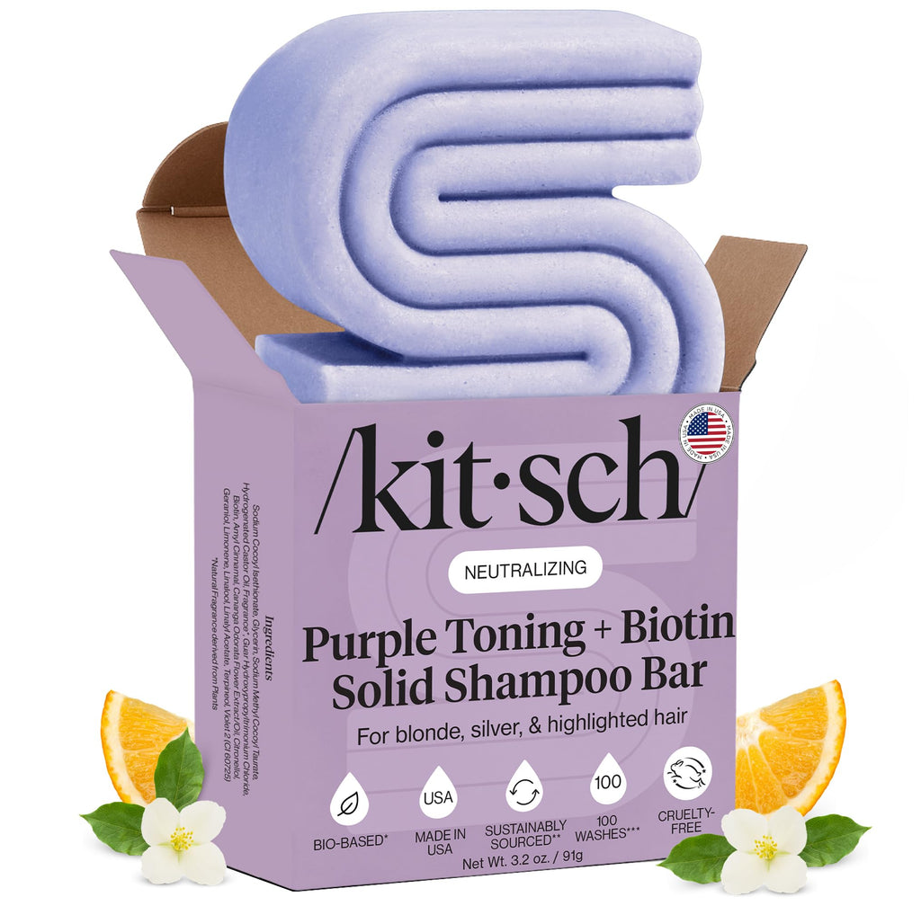 Buy now Kitsch Toning Purple Shampoo For Blondes & Color Treated Hair - Shampoo Bar For Women and Men - Biotin Shampoo for Strengthening & Neutralizing Brassy Tones - Vegan, Silicone & Sulfate Free - 3.2 oz at indiglob india