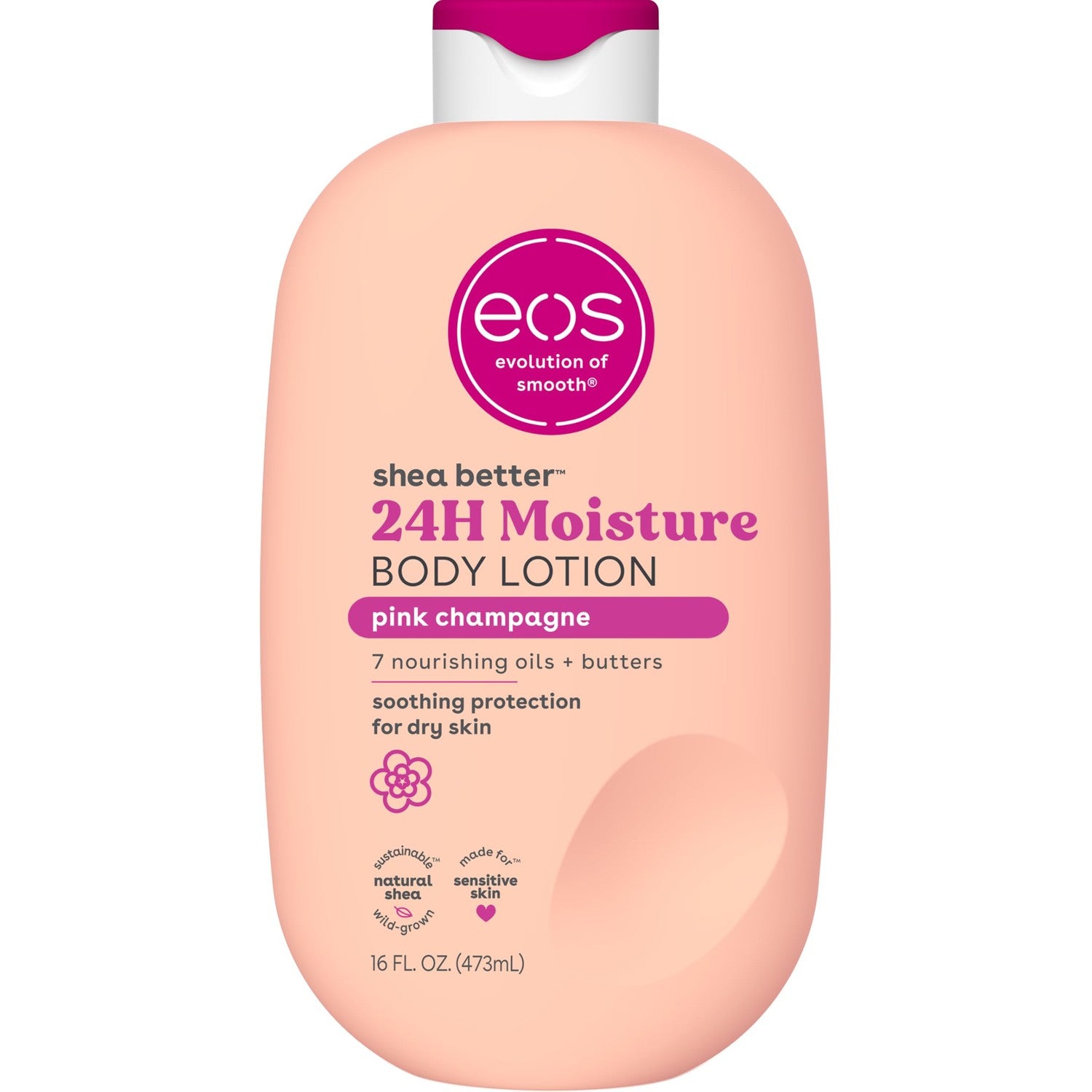 eos Shea Better Body Lotion Vanilla Cashmere, 24-Hour Moisture Skin Care, Lightweight & Non-Greasy, Natural Shea, Vegan, Vanilla Body Lotion, 16 fl oz
