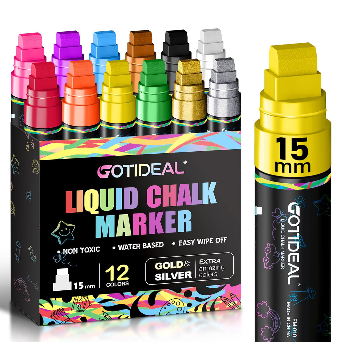 GOTIDEAL Chalk Markers, Car Markers Washable for Auto, Car Window Markers