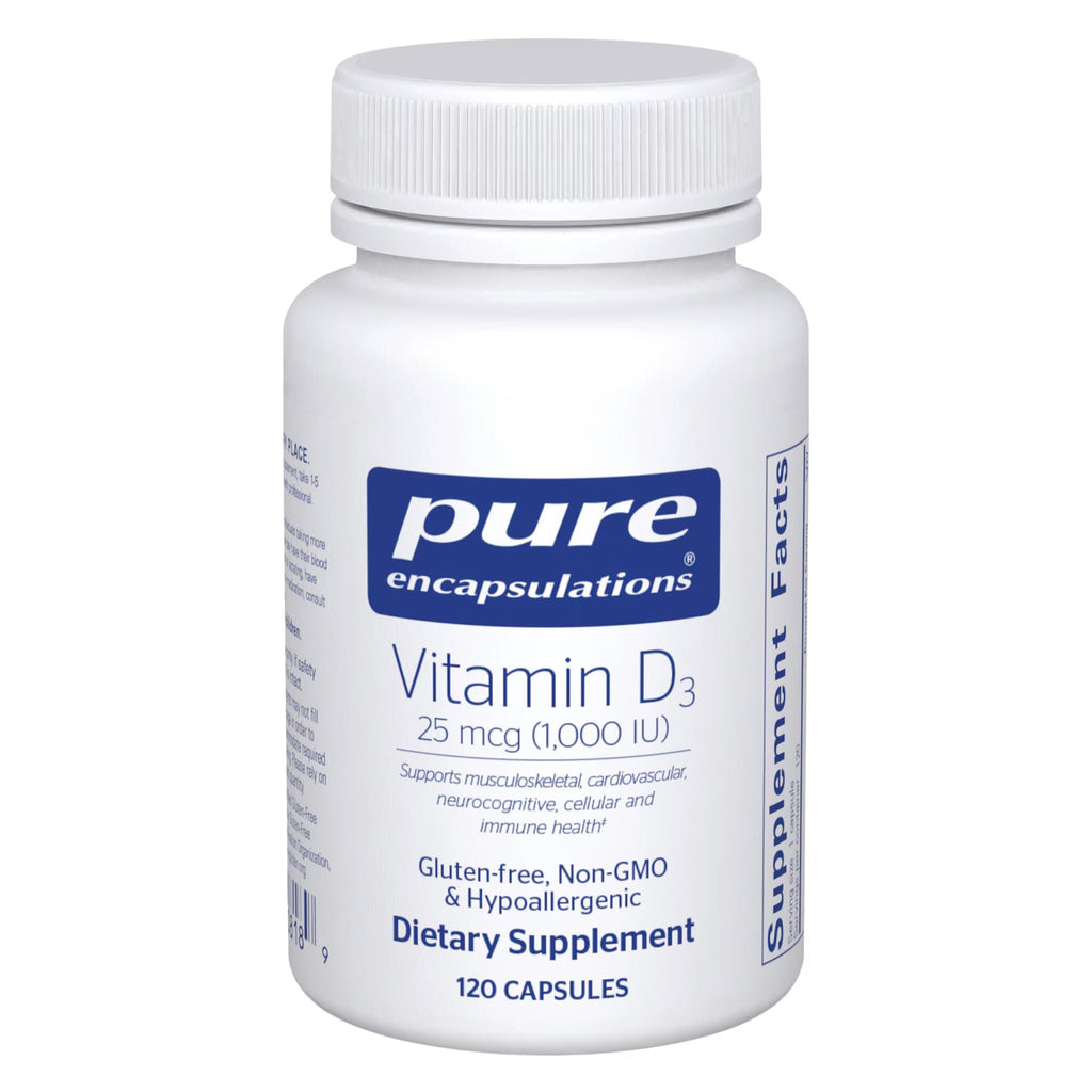 Pure Encapsulations Vitamin D3 25 mcg (1,000 IU), 60 Capsules | Supplement to Support Bone, Joint, Breast, Heart, Colon and Immune Health*, with Premium Vitamin D