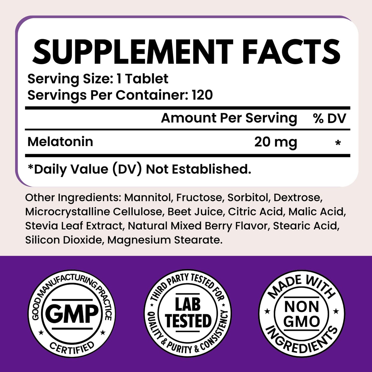 VITBOOST Melatonin 20mg Fast Dissolve Sleep Aid Tablets for Adults - 120 CT