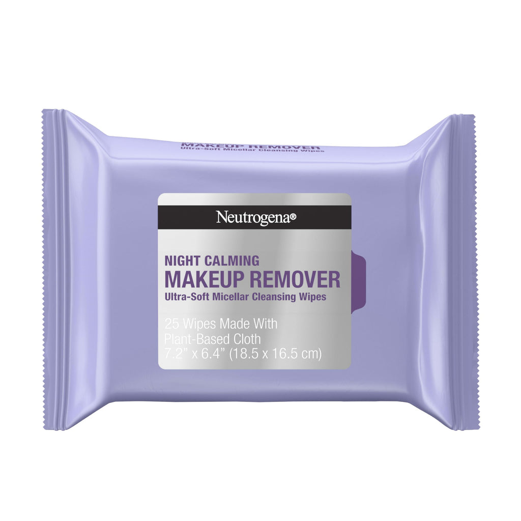 Buy now Neutrogena Makeup Remover Night Calming Cleansing Towelettes, Disposable Nighttime Face Wipes to Remove Dirt, Oil & Makeup, 25 ct at indiglob india