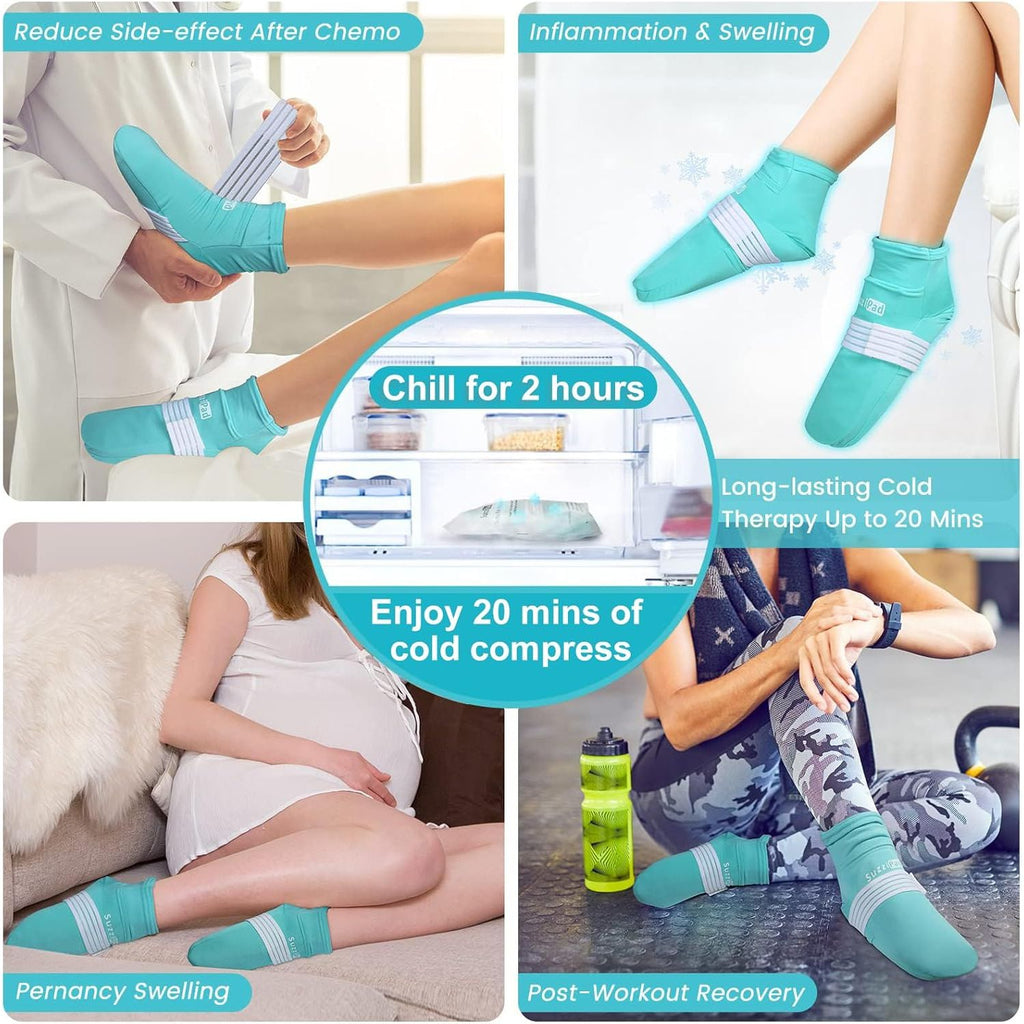 Buy now SuzziPad Cold Therapy Socks with Reusable Gel ice Packs - Achieve Relief from Sprains, Muscle Pain, Bruises, Swelling, Edema, Chemotherapy, Arthritis, Post Partum Foot (S/M) at indiglob india