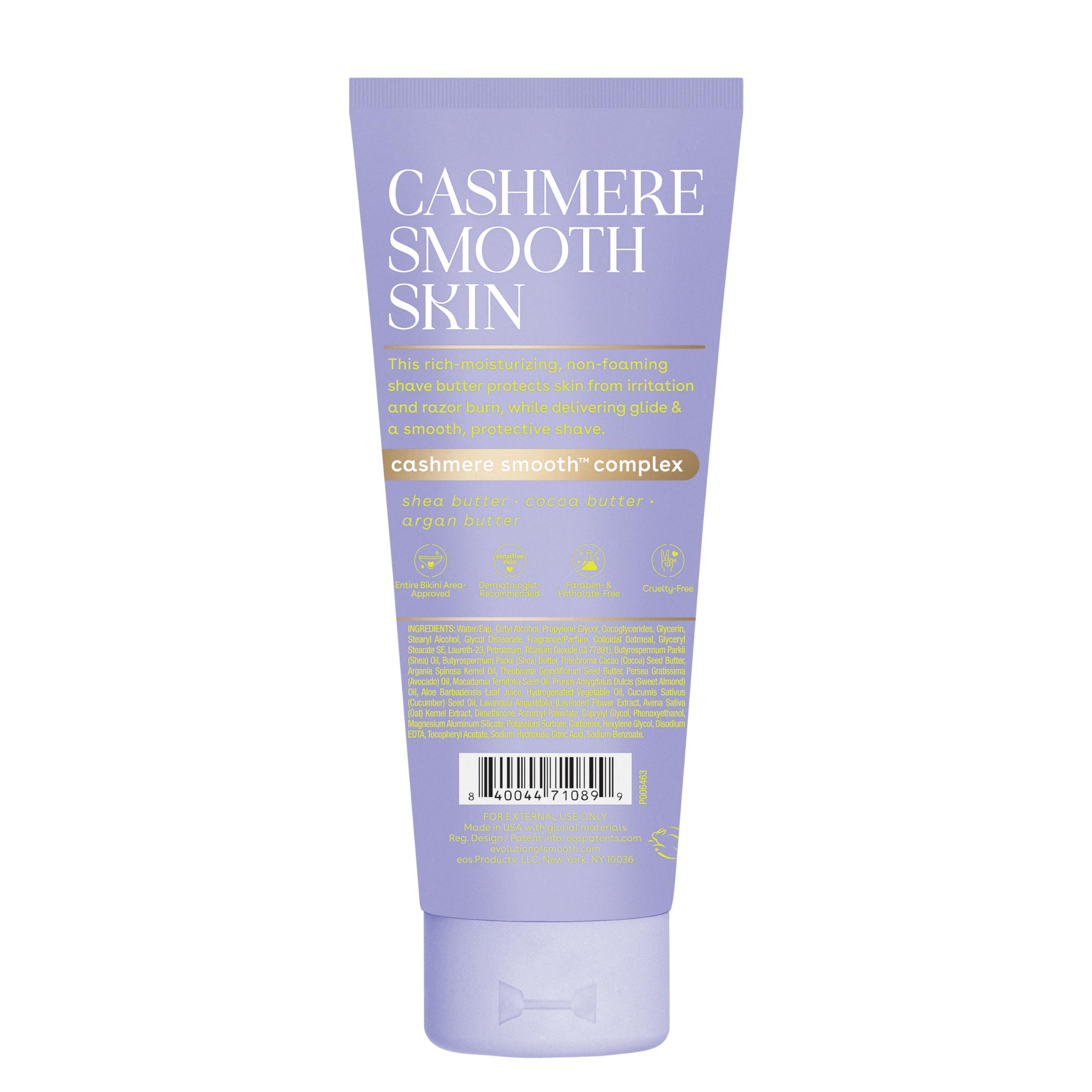 eos Cashmere Skin Collection Shave Butter - Vanilla Cashmere, Non-Foaming Moisturizing Shave Cream to Prevent Razor Burn, 7 fl oz