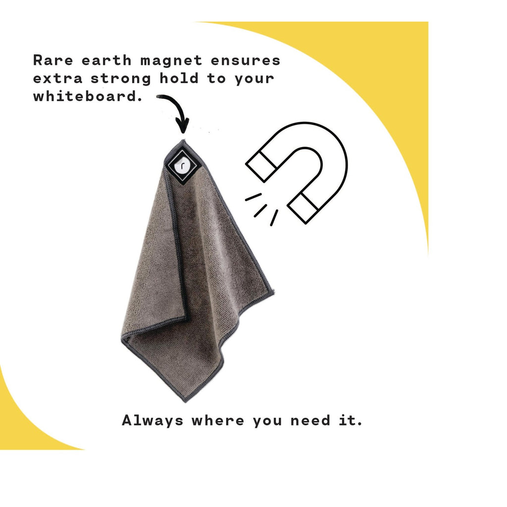 Remooble 4 Pack Magnetic Microfiber Cleaning Cloth Dry Erasers for Whiteboards - Towel Hangs on Metal Edged White Boards, Glassboards, and Blackboards Washable - 10'' X 10''