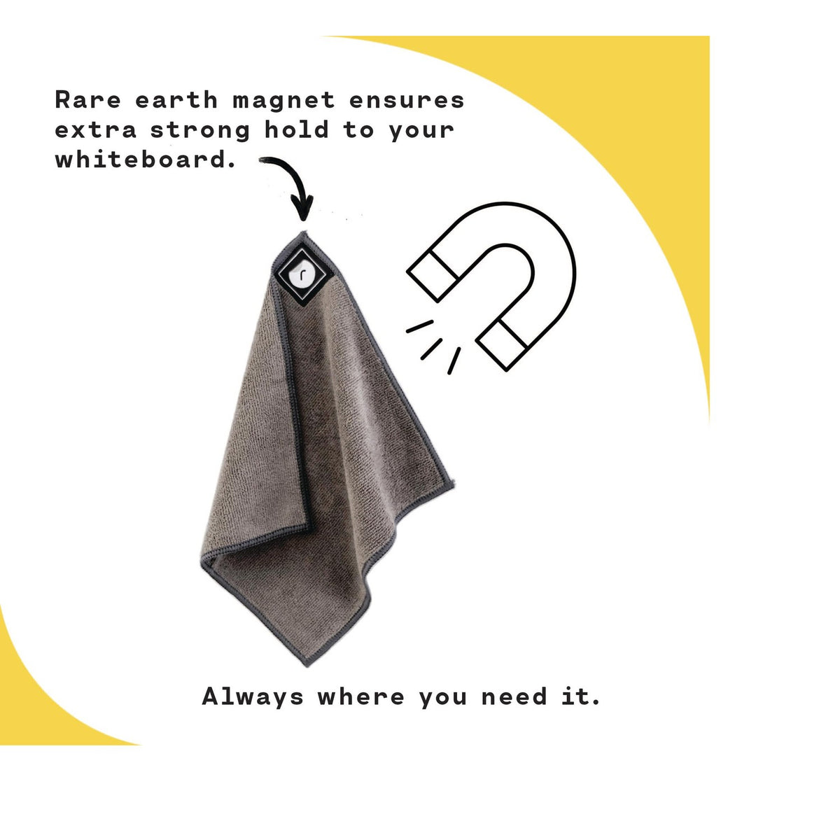 Remooble 4 Pack Magnetic Microfiber Cleaning Cloth Dry Erasers for Whiteboards - Towel Hangs on Metal Edged White Boards, Glassboards, and Blackboards Washable - 10'' X 10''