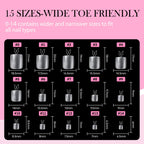 Luckyfairy Square Toe Nail Tips, 504Pcs 15 Sizes Full Cover Press On Toenails for Women, Long Wider Pre-etched Double Matte Fake Toenails for Big Toe Nail Extensions Home DIY Salon Soak Off