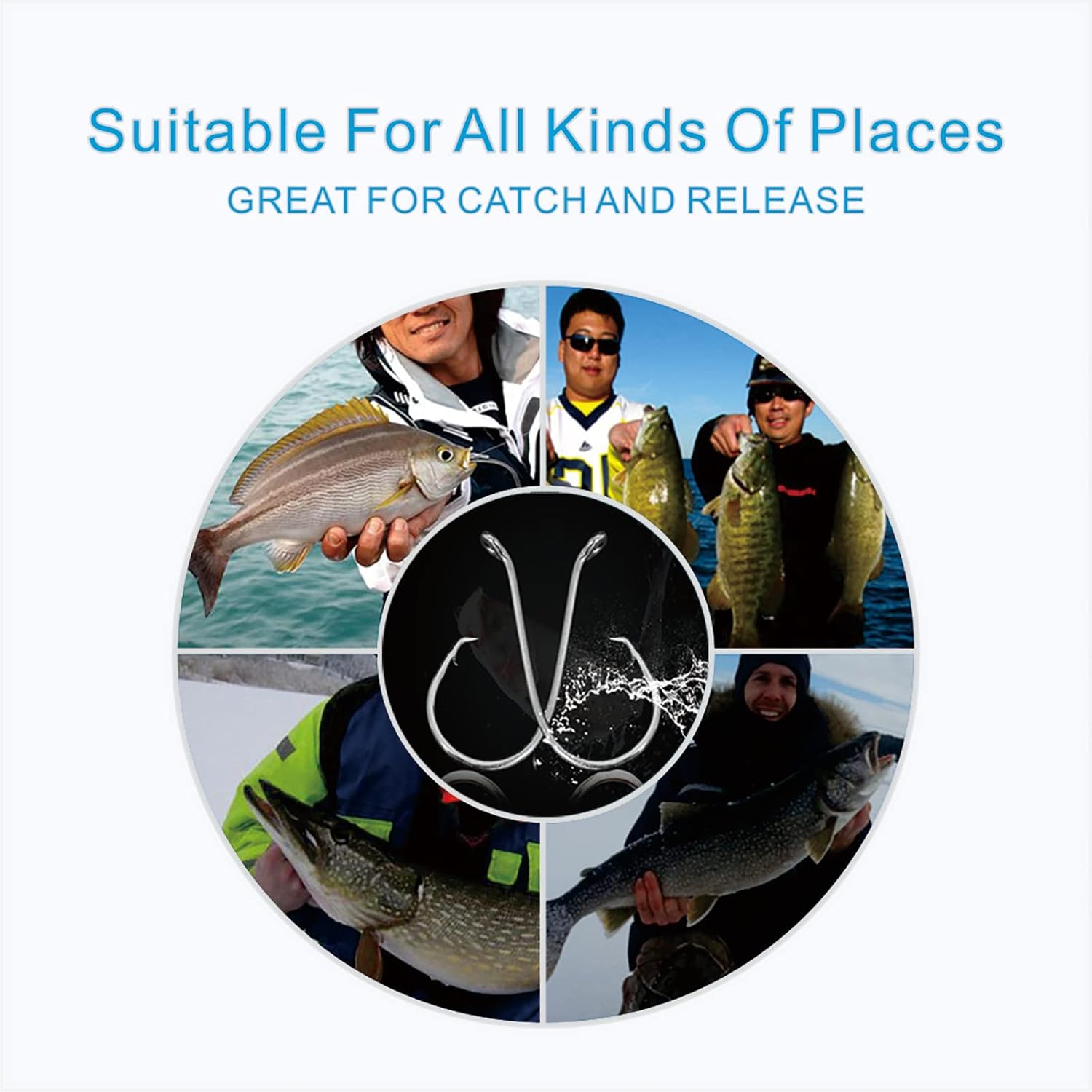 Buy now Fish Hooks for Fishing Gear Tackle, 150PCS Circle Hooks Saltwater, 6sizes Fishing Hooks Saltwater, Catfish Octopus Hook 1/0 2/0 3/0 4/0 5/0 6/0 Black High Carbon Steel with Portable Plastic Box at indiglob india